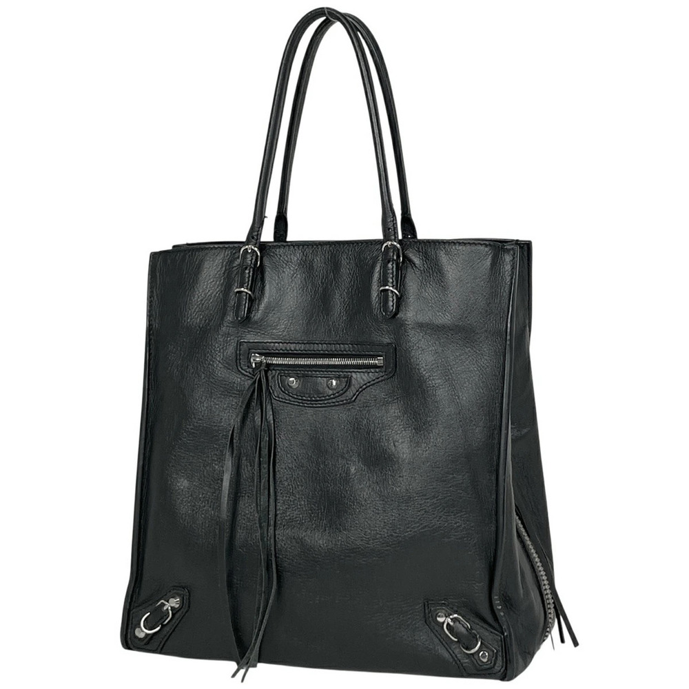 Balenciaga The Paper Tote Bag Handbag Leather Black